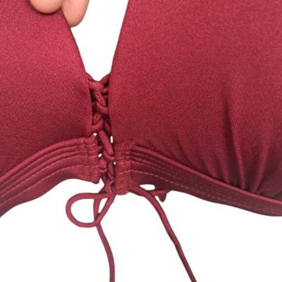 Venus Maroon Strappy Push Up Bikini Swim Top - Picture 3 of 5